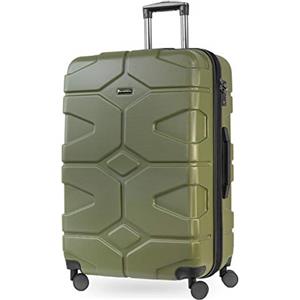 HAUPTSTADTKOFFER - X-Kölln - Valigia da viaggio espandibile rigida e legera, grande 76 cm, Trolley ABS, TSA, 107-120 litri, Oliva