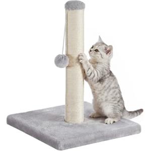 Feandrea Tiragraffi per Gatti, Colonna in Sisal Naturale con Pallina, Base Stabile, 40 x 40 x 44 cm, Grigio Tortora, per Gattini, Protezione Mobili, Collezione Clawfy PCA044G101