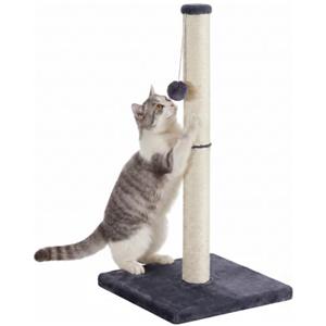Feandrea Tiragraffi per Gatti, Colonna in Sisal Naturale con Pallina, Base Stabile, 40 x 40 x 84 cm, Grigio Scuro, per Gatti Adulti, Protezione Mobili, Collezione Clawfy PCA043G201