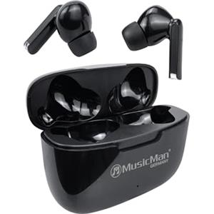 MusicMan Cuffie In-Ear Bluetooth con Custodia di Ricarica - Auricolari TWS Senza Fili con Microfono, Touch Control, USB-C, 16h Autonomia, 300h Standby - Nero - BT-X63