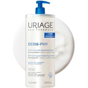 Uriage Derm-Phy - Crema detergente per il corpo idratante con burro di karité, detergente e nutriente 2 in 1, per viso, corpo e capelli, 92% di origine naturale, senza parabeni e sapone, pH