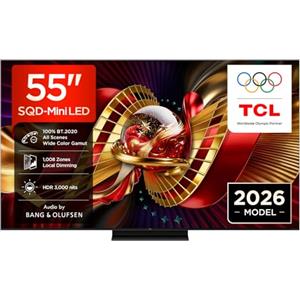 TCL 55C8L - Smart TV SQD‑Mini LED 4K HDR10+ da 55, 3.000nit | 1,008 Dimming Zones, Dolby Vision IQ & Atmos, 144Hz VRR, Audio by Bang & Olufsen
