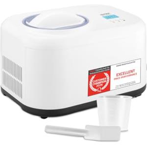 TZS First Austria - Gelatiera 1L con Compressore 3-in-1-100W Macchina per Gelato Autorefrigerante per Frozen Yogurt, Sorbetti e Gelato - Bianco