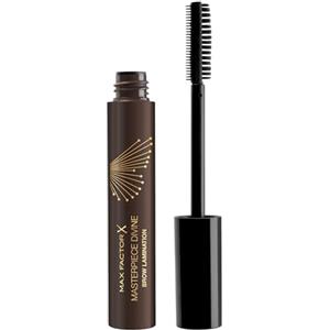 Max Factor Masterpiece Divine Gel per Sopracciglia Effetto Laminazione, 004, Dark, Effetto sguardo aperto, Separa e solleva, Texture in cera gel, Risultato laminazione effetto professionale, 8 ml