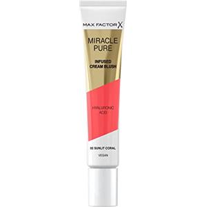 Max Factor Creamy Blush Miracle Pure - Complesso Idratante - con Acido Ialuronico & Squalane - Ultra Pigmentato - 100% Vegano, 02 Sunlit Coral