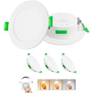 Laiebri Confezione da 3 Pack da Incasso a LED 230V Bianco - Faretti da Soffitto IP44 - Faretti da Incasso a Soffitto Ø68-80mm, 2700K/4000K/6500K Lampada da Soffitto Plafoniera LED per Bagno Cucina