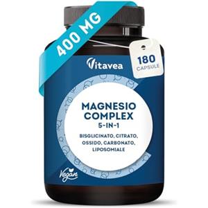 Vitavea Magnesio Completo - 400mg - 5in1 + Vitamina B6 - Trattamento 2 Mesi