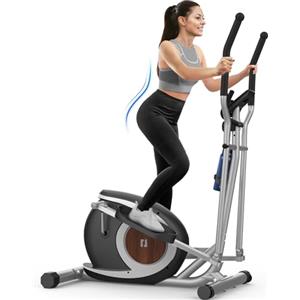 Cowmew Ellittiche Da Casa, Macchina Ellittica Magnetica Con 16 Livelli Di Resistenza, Monitor LCD, Pedale Antiscivolo, Portabottiglie, Fino a 265 LBS Fitness Esercizio Ellittico Stepper 3 in 1 (Argento)