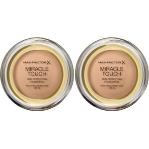Max Factor Miracle Touch, Fondotinta Coprente con Acido Ialuronico, 060 Sand, 12 ml (Confezione da 2)