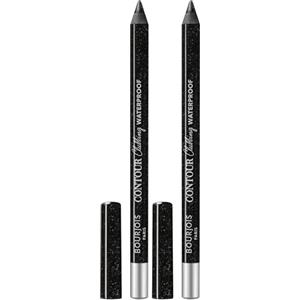 Bourjois Paris Contour Clubbing Matita Occhi Waterproof, Texture Scorrevole e Morbida, Formula con Oli di Jojoba, No. 55 Ultra Black Glitter, 1.2g (Confezione da 2)
