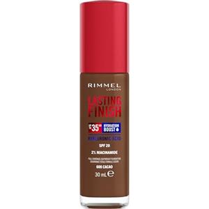 Rimmel London Lasting Finish 35 Hour, fondotinta, lunga durata, idratante, formula vegana, copertura totale, 30 ml, 608 Cacao