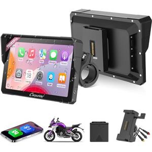 CARPURIDE W702RS Pro Moto Carplay Schermo con Radar BSD e BM05 Mount 7"