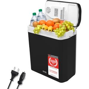 TZS First Austria - Frigorifero portatile 24L elettrico 12V 230V presa per auto e standard - Frigo termoelettrico raffredda e riscalda - Coolbox con manico - Per campeggio, festival, viaggi - Nero