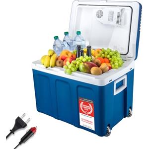 TZS First Austria - Frigorifero portatile 45L elettrico 12V 230V presa per auto e standard - Frigo termoelettrico raffredda e riscalda - Coolbox con ruote - Per campeggio, festival, viaggi - Blu