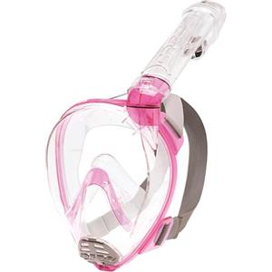 Cressi Baron Full Face Mask, Maschera Snorkeling Integrale Anti Fog, Facciale Comfort, Valvola Scarico e Snorkel Dry Unisex Adulto, Trasparente/Rosa, M/L