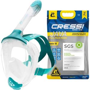 CRESSI Java Jr Full Face Mask-Maschera Snorkeling Integrale Compact Fit Kids-Trasp/Acquamarina XS