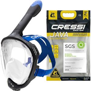 CRESSI Java Full Face Mask-Maschera Snorkeling Integrale Compact Fit Adulti-Nero/Blu S/M