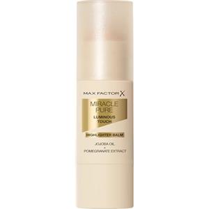 Max Factor Miracle Pure Luminous Touch Highlighter Balm, 10 Soft Pearl, Illuminante in stick, Texture morbida, Finish luminoso, Con Olio di Jojoba ed Estratto di Melograno, Formula vegana, 6 g