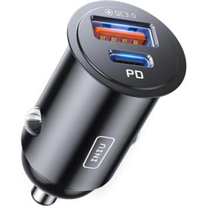 INIU Caricatore Auto USB C, 60W [Type C 30W + USB A 30W] Caricatore Auto Accendisigari, Caricabatterie Auto USB C Kit di Accessori da Auto Per Cellulari per iPhone 17 16 15 Pro Max, Xiaomi, iPad, ecc