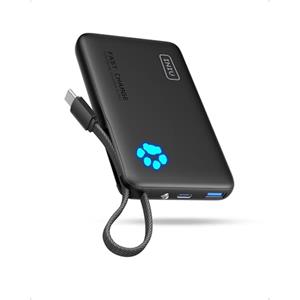 INIU Power Bank, Piccolo 45W Ricarica Rapida 10000mAh Caricatore Portatile | Cavo USB C Integrati, Idoneo per Volo, Travel Essenziali da Viaggio, Powerbank per iPhone 17 16, Samsung S25 Xiaomi iPad ecc