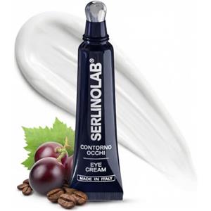 SERLINOLAB Contorno Occhi Uomo - Crema Anti Borse, Occhiaie e Rughe - con Caffeina, Acido Ialuronico e Argireline (Peptide) - Applicatore a Sfera in Acciaio - Made in Italy - 15ml