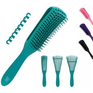 PINDAV Spazzola Districante per Capelli Ricci e Lisci, Spazzola Scioglinodi per Capelli Bagnati o Asciutti, VERDE