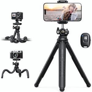 Lamicall Treppiede Smartphone Flessibile - [3 in 1] Mini Treppiede Cellulare Portatile con Telecomando Senza Fili, 360° Rotazione, Treppiede Portatile con vite 1/4" per iPhone/Android/Fotocamera/GoPro