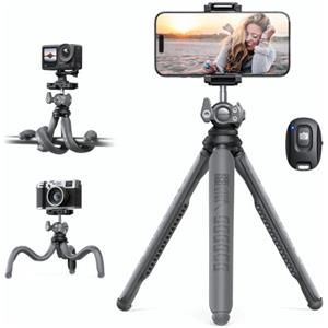 Lamicall Treppiede Smartphone Flessibile - [3 in 1] Mini Treppiede Cellulare Portatile con Telecomando Senza Fili, 360° Rotazione, Treppiede Portatile con vite 1/4" per iPhone/Android/Fotocamera/GoPro