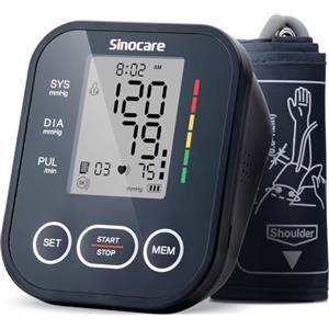 Sinocare Misuratore di Pressione da Braccio (22-42cm) con Indicatore di Rischio, Monitoraggio Domestico dell'Ipertensione, Modalità Doppio Utente con 2x99 Posizioni di Memoria, Rilevamento Aritmie