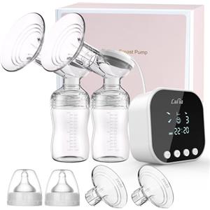 Lulia Tiralatte Elettrico, 4 Modalità e 9 Livelli, Forte Aspirazione, Anti-riflusso, Portatile Tiralatte Latte, Pompa per allattamento senza dolore, Display LED, Senza BPA