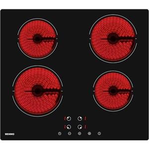 WEHIMO Piano Cottura 4 Fuochi 59cm,WEHIMO piano cottura vetroceramica 6000W, Timer, Controllo Touch, Blocco Bambini
