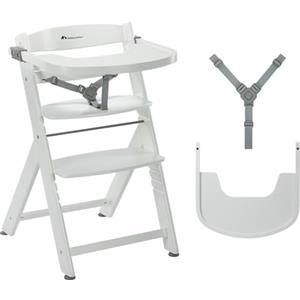 Bebeconfort Timba 2 Seggiolone Pappa Evolutivo in Legno, 6+ Mesi, Fino a 110 kg, Sedia Evolutiva Ergonomica, Regolabile in Altezza, Vassoio Amovibile, Facile da Montare e Pulire, Bianco
