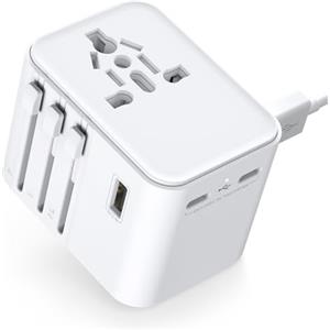 OCTFUL Adattatore Universale da Viaggio, Presa Universale da Viaggio con 2 USB A 2 Type-C,Adattatore Spina Internazionale per Americana USA Giapponese UK Inglese Australia Messico Tailandia,Viaggio