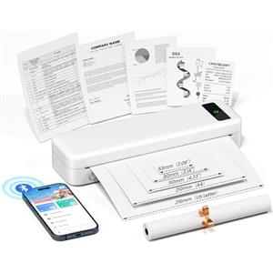 TATTMUSE Stampante Portatile A4, Stampante Termica Compatibile con iPhone/PC, Smartphone via Wireless Bluetooth, Mac/Windows via USB, Stampa in Nero e Bianco Senza Inchiostro