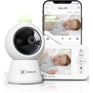 COCOCAM 2K 4MP AI Baby Monitor Video e Audio con 5" LCD 2,4G/5GHZ WiFi