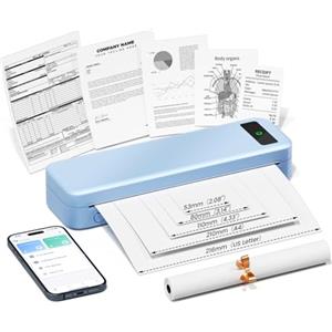 TATTMUSE Stampante Portatile A4 da Viaggio, Compatibile con Phone/PC, Blu