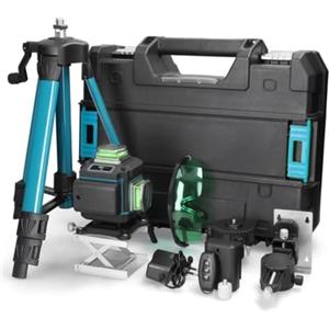 DE ROSA SHOP livella laser Autolivellante 360° 4D, Laser 16 linee Cantiere 3° Autolivellante, con 2 Batterie e Supporto Rotante, Incluso Treppiedi 1.2m con 3 Altezze Regolabili, Telecomando e Valigetta Inclusi.