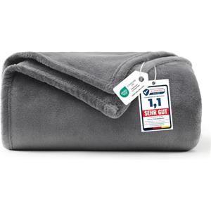 WAVVE Coperta Plaid Divano Pile di Flanella 260gsm - 130x150 cm, Grigio - Coperta Letto Singolo 150x130, Copridivano Caldo e Morbido