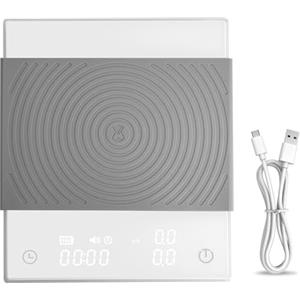 TIMEMORE Black Mirror Basic 2， Bilancia per caffè con timer, bilancia per caffè espresso a goccia con funzione di temporizzazione automatica,2KG, Bianco