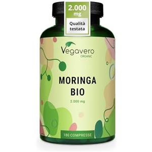 Vegavero Moringa Oleifera Biologica | 1.000 mg per compressa | 180 compresse (3 Mesi) | 2% di Glucosinolati | Superfood fonte di Proteine Vegane | Certificata in Laboratorio | Vegavero®