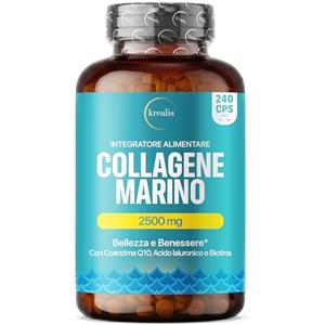 Krealis Collagene Marino Idrolizzato 2500mg | 240 Capsule, Acido Ialuronico Biotina