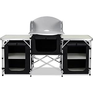 UISEBRT Cucina da campeggio pieghevole, armadio da campeggio con struttura in alluminio, cucina da viaggio, per esterni, campeggio, cucina, box cucina, incl. borsa per il trasporto, 174 x 46 x 110 cm