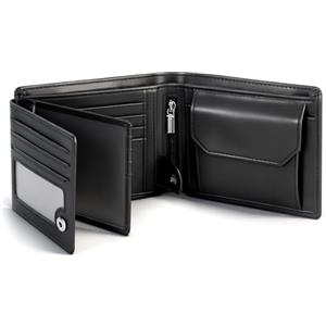TEEHON Portafoglio Uomo RFID Blocking Portafoglio Uomo Slim Pelle in Microfibra con 13 Porta Carte di Credito Uomo, ID Window, Foto Window, Scomparti per Banconote, Confezione Regalo - Nero
