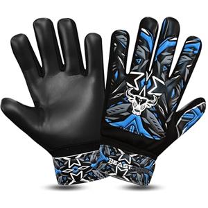 BEAST RAGE Guanti da portiere di calcio per ragazzi,bambini giovani,guanti da portiere di calcio con presa forte per le parate più difficil (Blu, Taglia 8 (M/L))