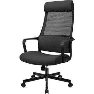 MELOKEA F008 Sedia da Ufficio Ergonomica Direzionale Schienale Alto in Rete Ultra Traspirante. Supporto Lombare Ortopedico a S Certificato EN 1335 e Poggiatesta 6cm Regolabile. Carico 150kg Nero