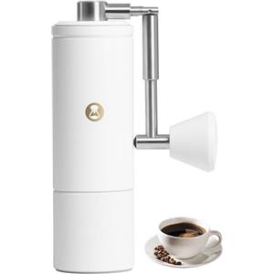 Timemore C5 PRO Macinacaffè manuale - Macine in acciaio inox da 42 mm, 48 livelli regolabili, macinacaffè manuale con manovella pieghevole, portatile per casa, ufficio e outdoor, Bianco