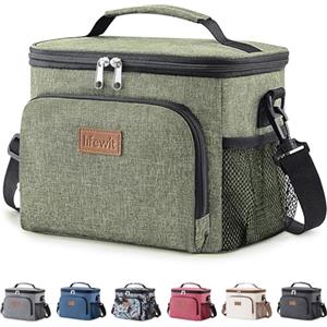 Lifewit Borsa Termica Porta Pranzo, Borse Frigo Piccola Pranzo Ufficio per Uomo e Donna, Impermeabile Lunch Bag con Tracolla, Frigoriferi da Campeggio per Lavoro, Mare, Viaggio, Verde Scuro, 9L