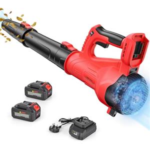 Kizivion Soffiatore a Batteria, per Foglie a Batteria con 6 Livelli di Velocità, Portata d'aria 218 CFM (3,2 m³/h), 2 x 4000 mAh Batterie e Caricabatterie Rapido, per la Pulizia di Terrazze, Prati e Giardini