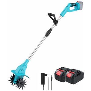 DE ROSA SHOP Motozappa Elettrica a Batteria 48V, Zappetta da Giardino Portatile con Asta Regolabile in Acciaio Inox, Attrezzo per Lavorazione e Frantumazione Terreno, 2 Batterie Incluse + Caricatore.
