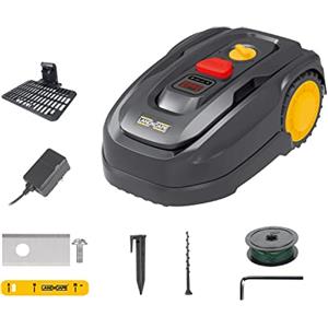 LANDXCAPE LX796 - Robot cortacésped, 18 V (máx. 20 V), 400 m², sistema de mantillo, sensor de seguridad, ultrasilencioso (LX796 400 m² con Wi-Fi)